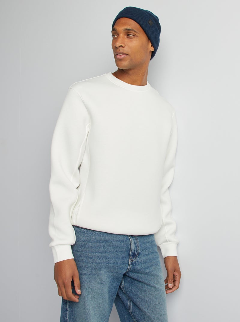 Sudadera con cuello redondo de neopreno BLANCO - Kiabi