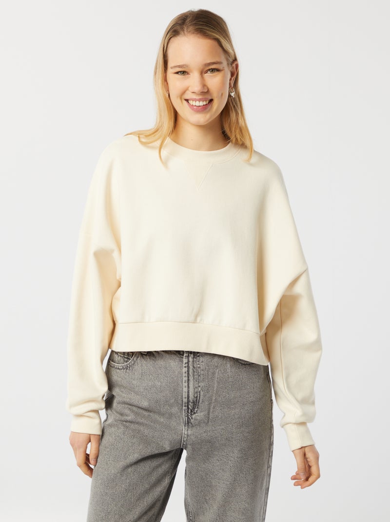 Sudadera con cuello redondo oversize BEIGE - Kiabi