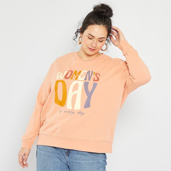 Sudadera con cuello redondo 'Women's day' tallas grandes mujer - ROSA -  Kiabi - 15,00€