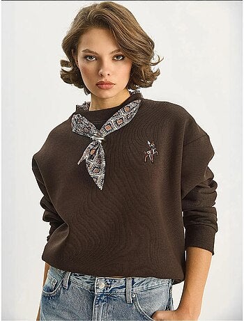 Sudadera con cuello redondo y bordado lucci