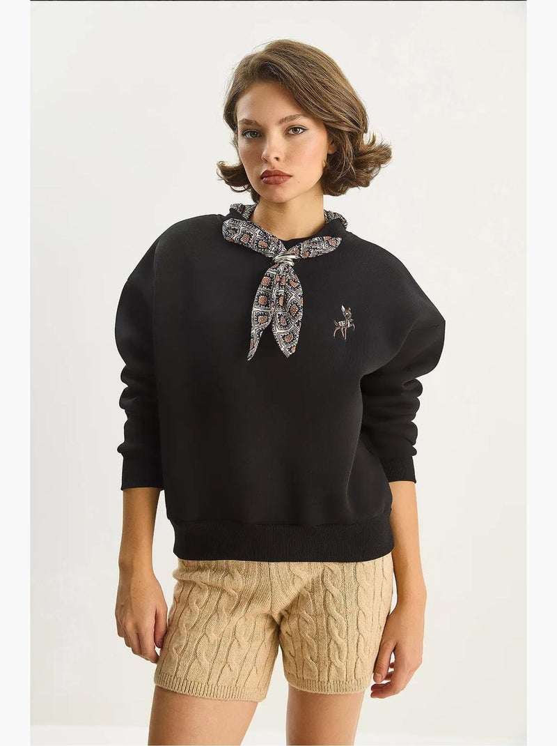 Sudadera con cuello redondo y bordado lucci Negro - Kiabi