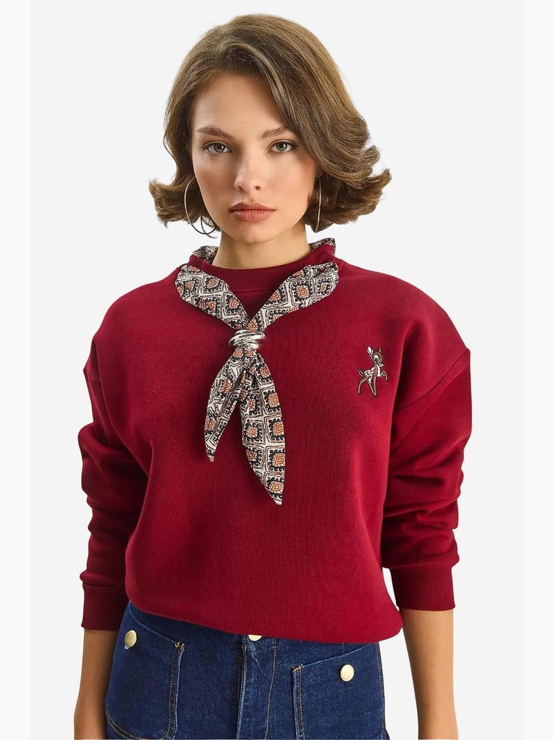 Sudadera con cuello redondo y bordado lucci Rojo burdeos - Kiabi