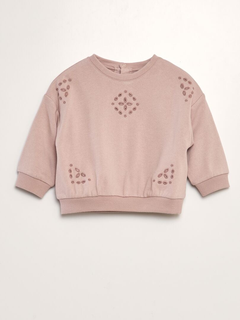 Sudadera con cuello redondo y bordados ROSA - Kiabi