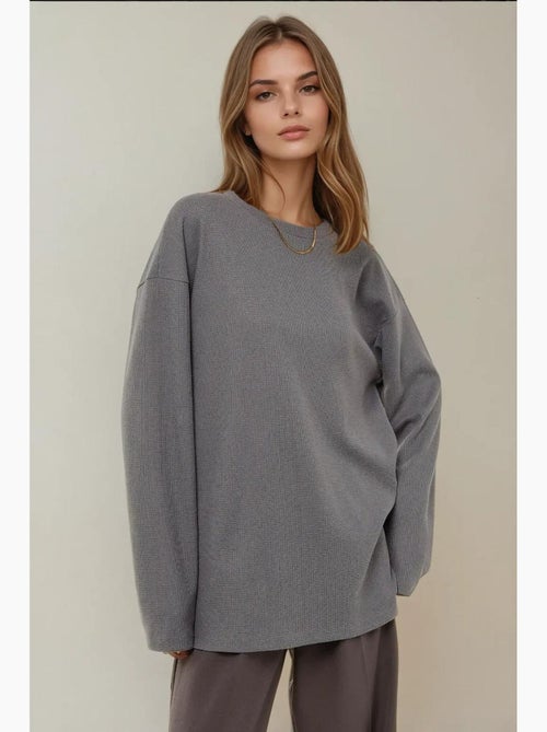 Sudadera con cuello redondo y diseño de gofre hiccup - Kiabi