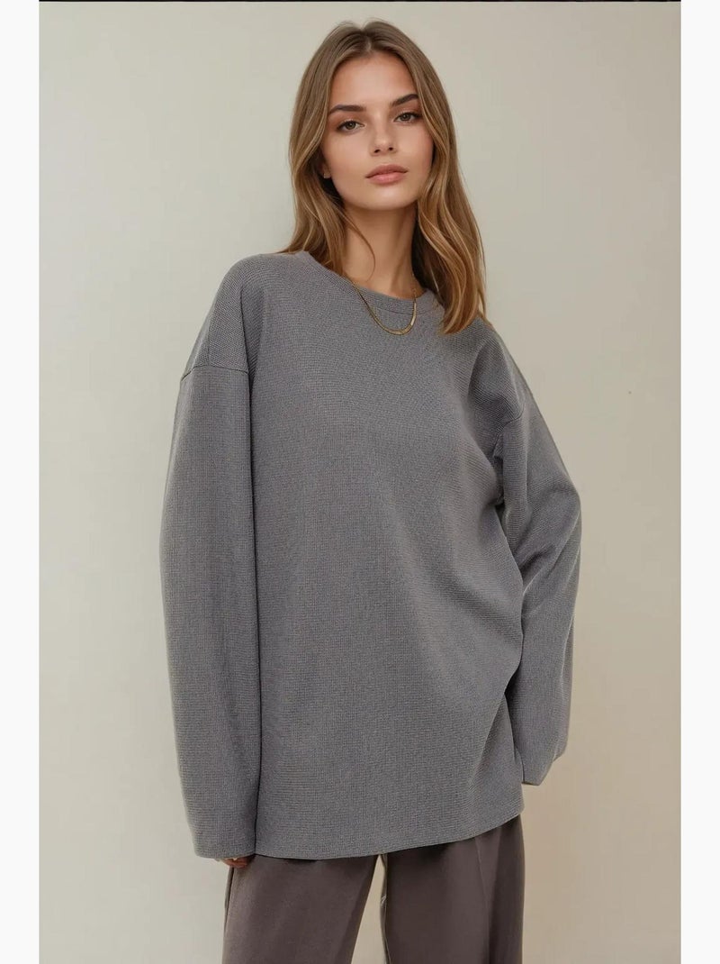 Sudadera con cuello redondo y diseño de gofre hiccup Gris - Kiabi