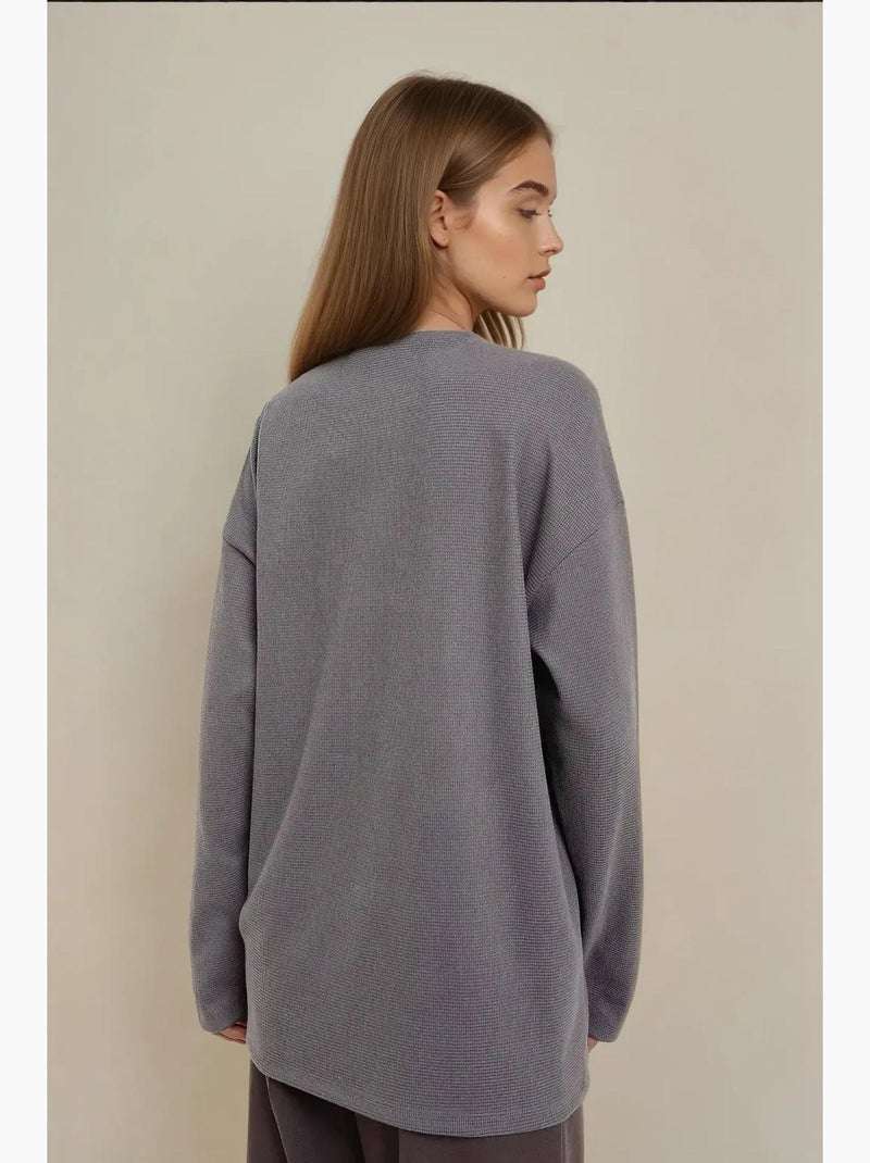 Sudadera con cuello redondo y diseño de gofre hiccup Gris - Kiabi