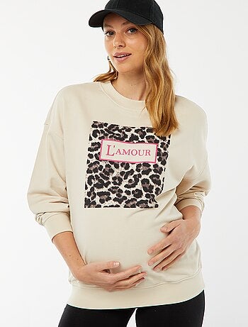 Sudadera con cuello redondo y motivo de leopardo 'Only Maternity'