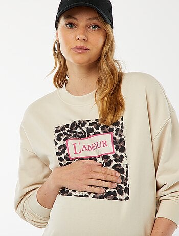 Sudadera con cuello redondo y motivo de leopardo 'Only Maternity'