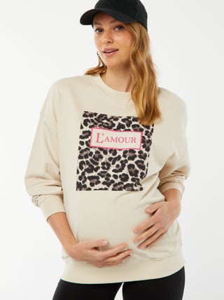 Sudadera con cuello redondo y motivo de leopardo 'Only Maternity'