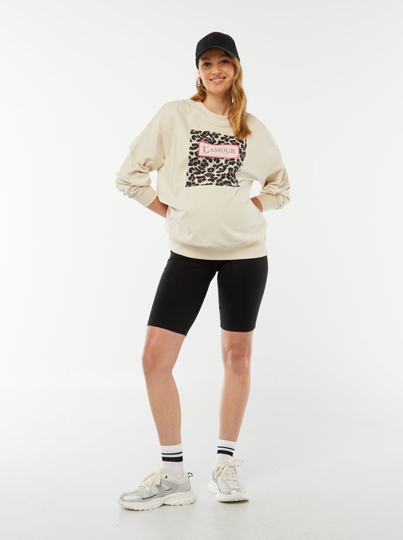 Sudadera con cuello redondo y motivo de leopardo 'Only Maternity' BEIGE - Kiabi