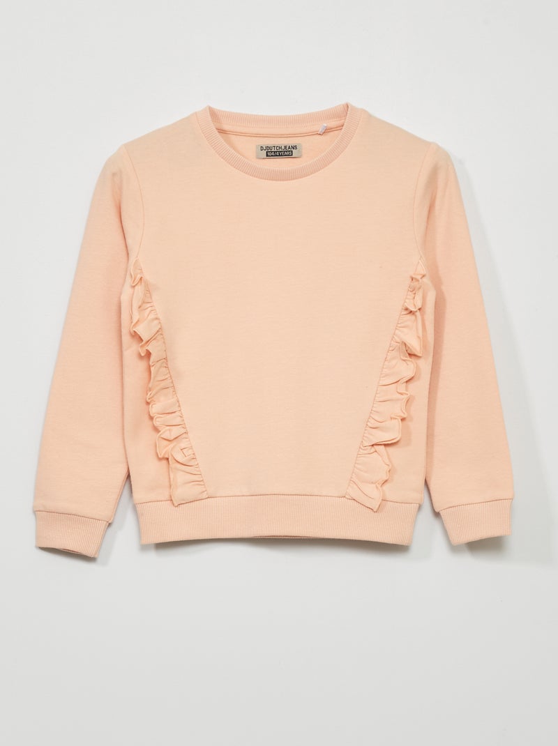 Sudadera con cuello redondo y volantes ROSA - Kiabi