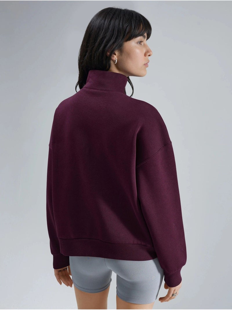 Sudadera con cuello y cremallera y estampado de texto extragrande busem Rojo burdeos - Kiabi