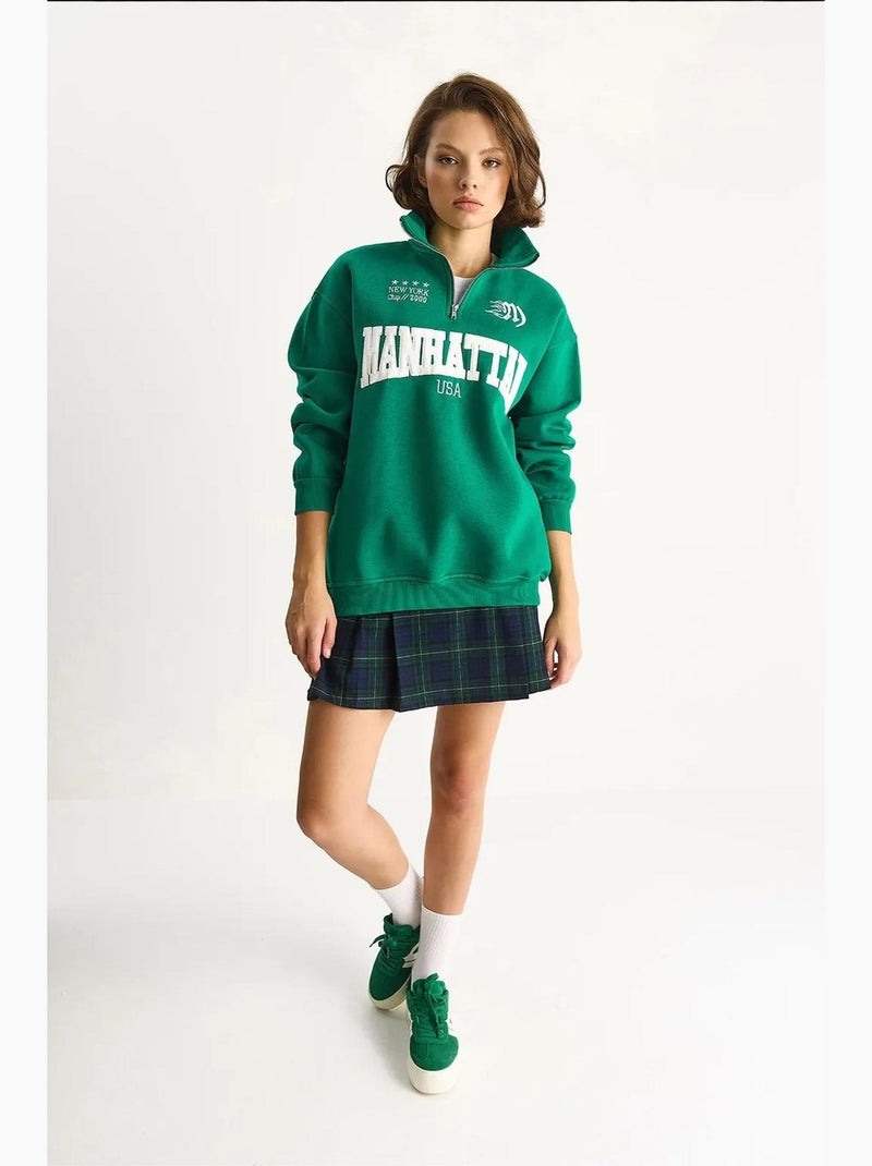 Sudadera con cuello y cremallera y manga larga con estampado en la espalda lucci Verde - Kiabi