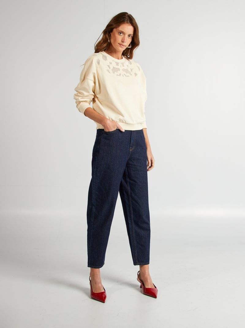 Sudadera con detalles calados BLANCO - Kiabi