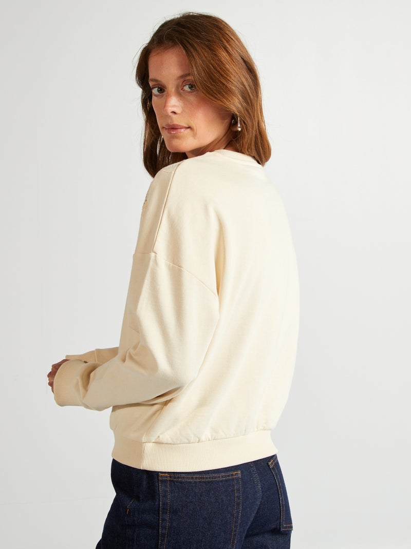 Sudadera con detalles calados BLANCO - Kiabi