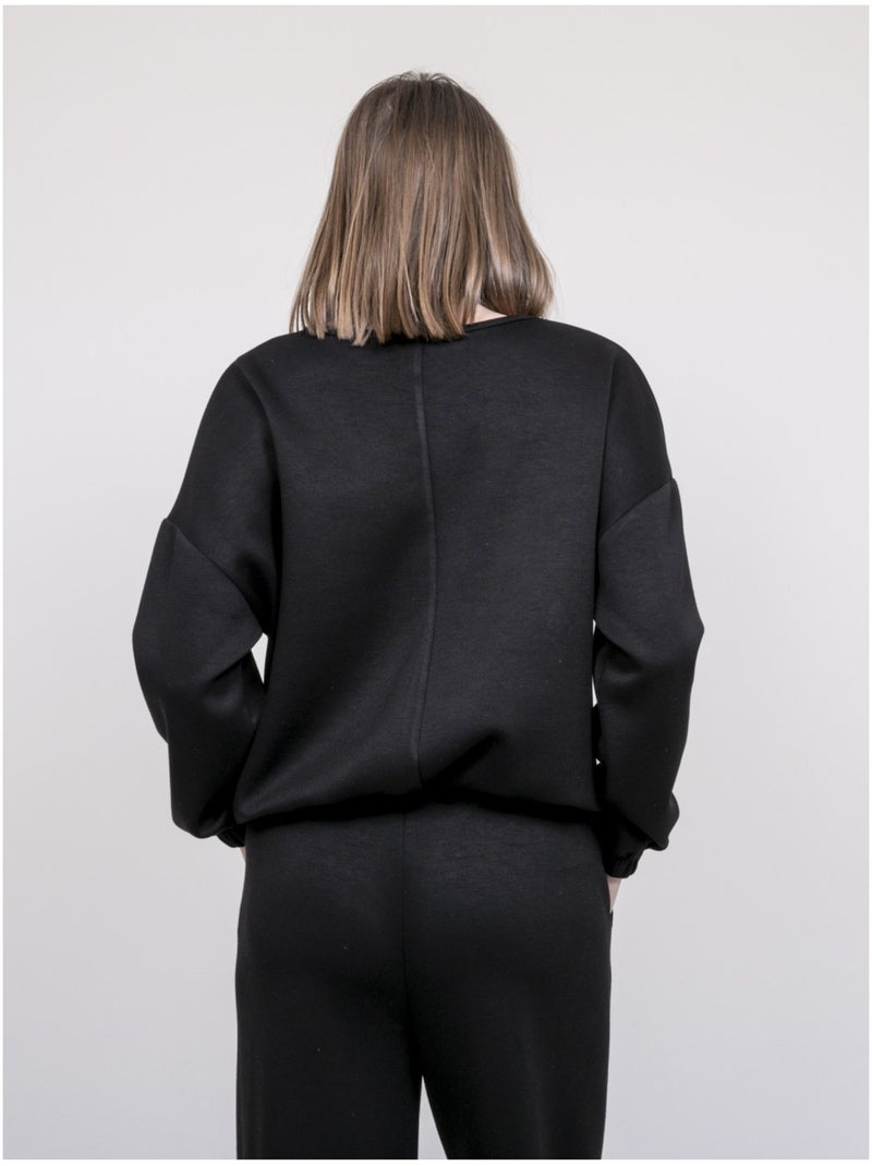 Sudadera con detalles tweed YSEULT Negro - Kiabi