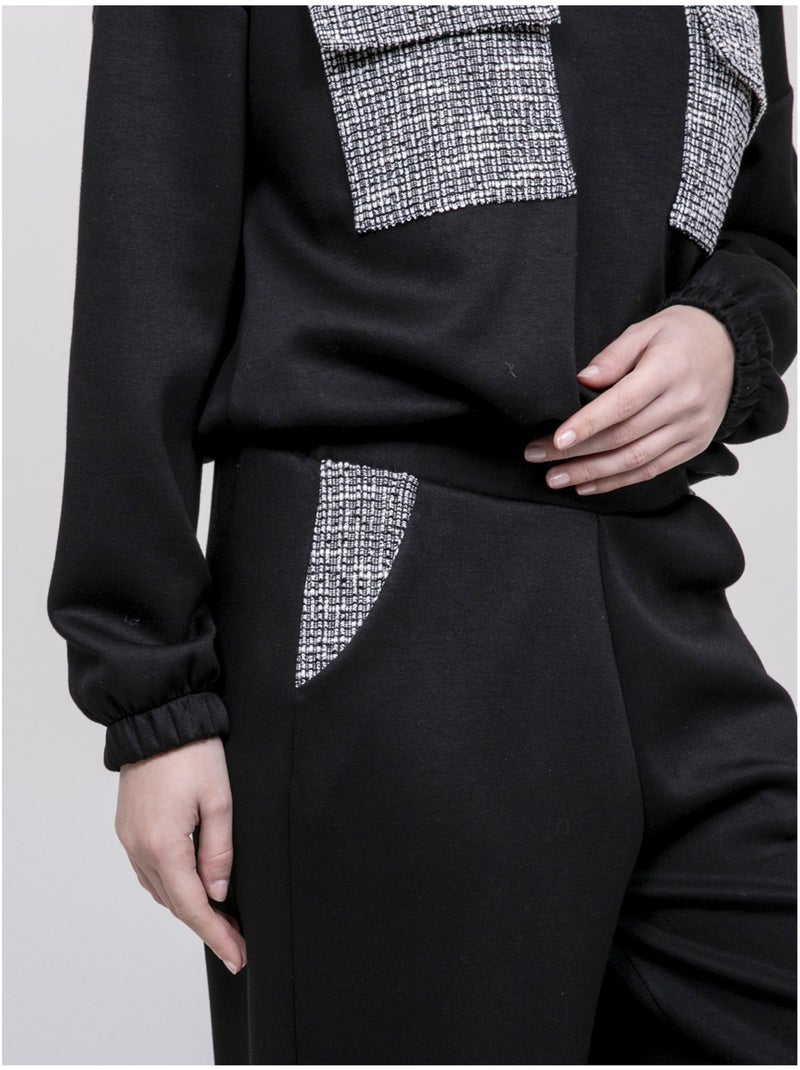 Sudadera con detalles tweed YSEULT Negro - Kiabi