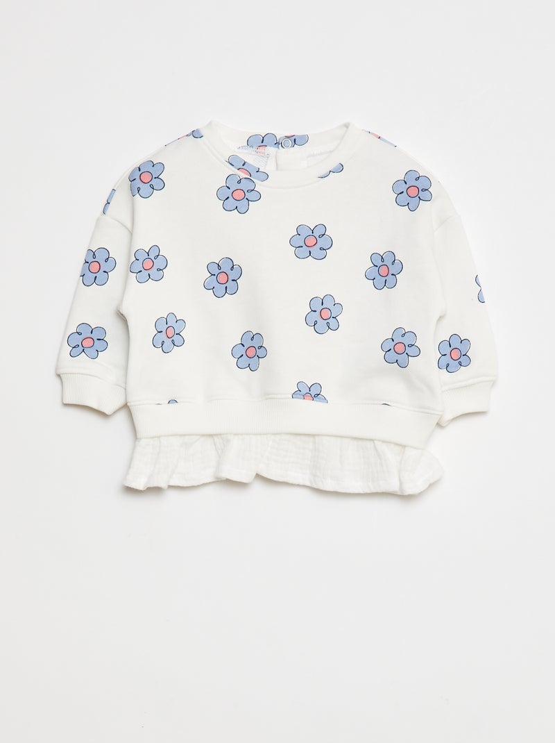 Sudadera con efecto 2 en 1 en el bajo Blanco - Kiabi