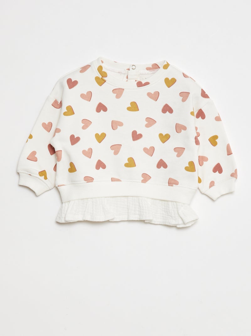 Sudadera con efecto 2 en 1 en el bajo Blanco - Kiabi