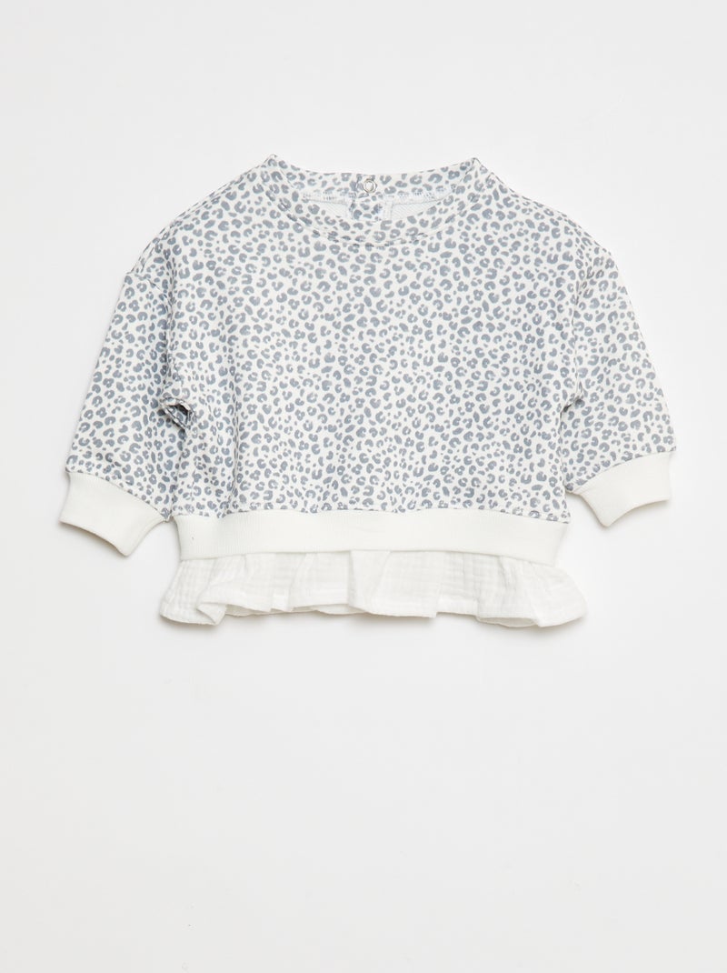 Sudadera con efecto 2 en 1 en el bajo Blanco - Kiabi