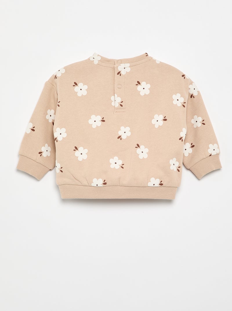Sudadera con estampado de felpa Beige - Kiabi