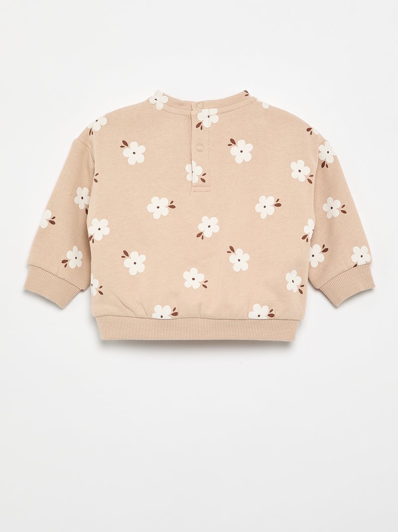 Sudadera con estampado de felpa Beige - Kiabi
