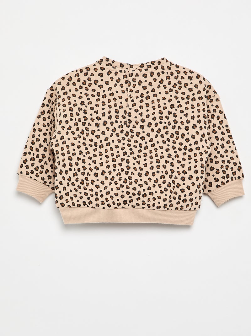 Sudadera con estampado de felpa Beige - Kiabi