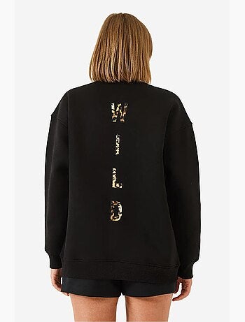 Sudadera con estampado de leopardo y cremallera frontal cepillada de triple hilo lucci