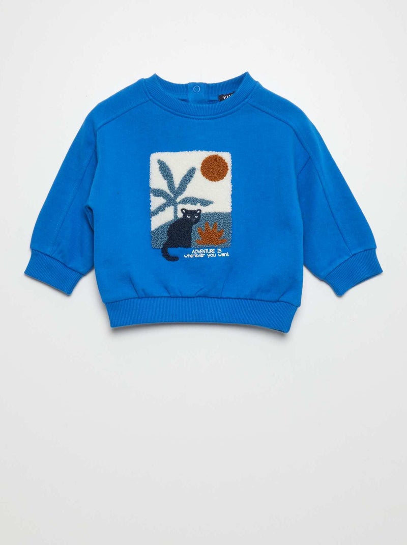 Sudadera con estampado de punto de rizo AZUL - Kiabi