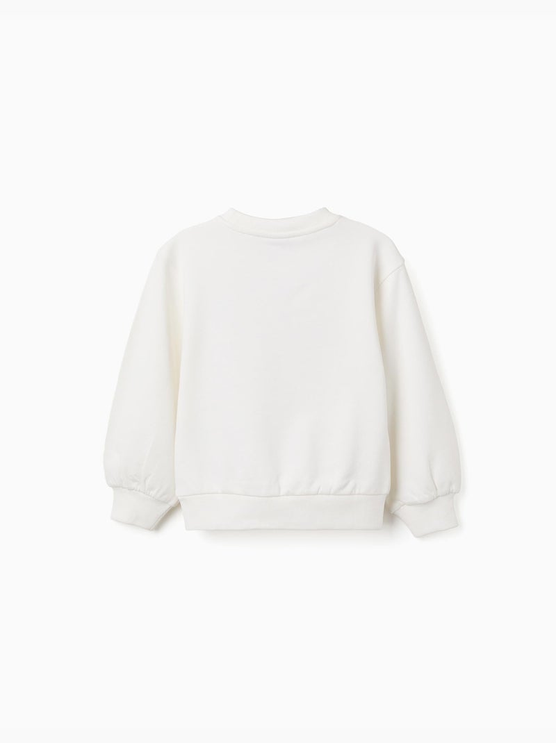 Sudadera con estampado floral en relieve Blanco - Kiabi