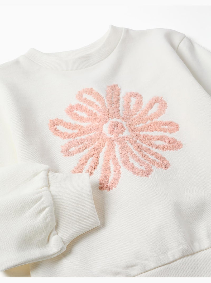 Sudadera con estampado floral en relieve Blanco - Kiabi