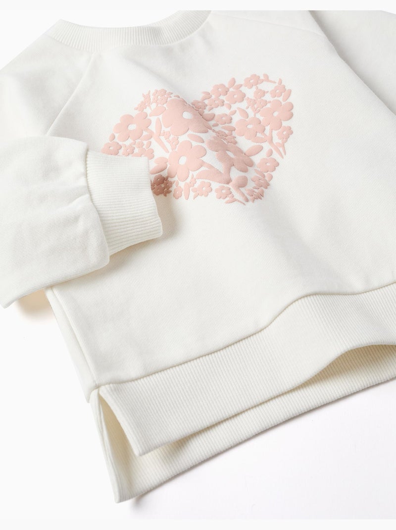 Sudadera con estampado floral en relieve Blanco - Kiabi