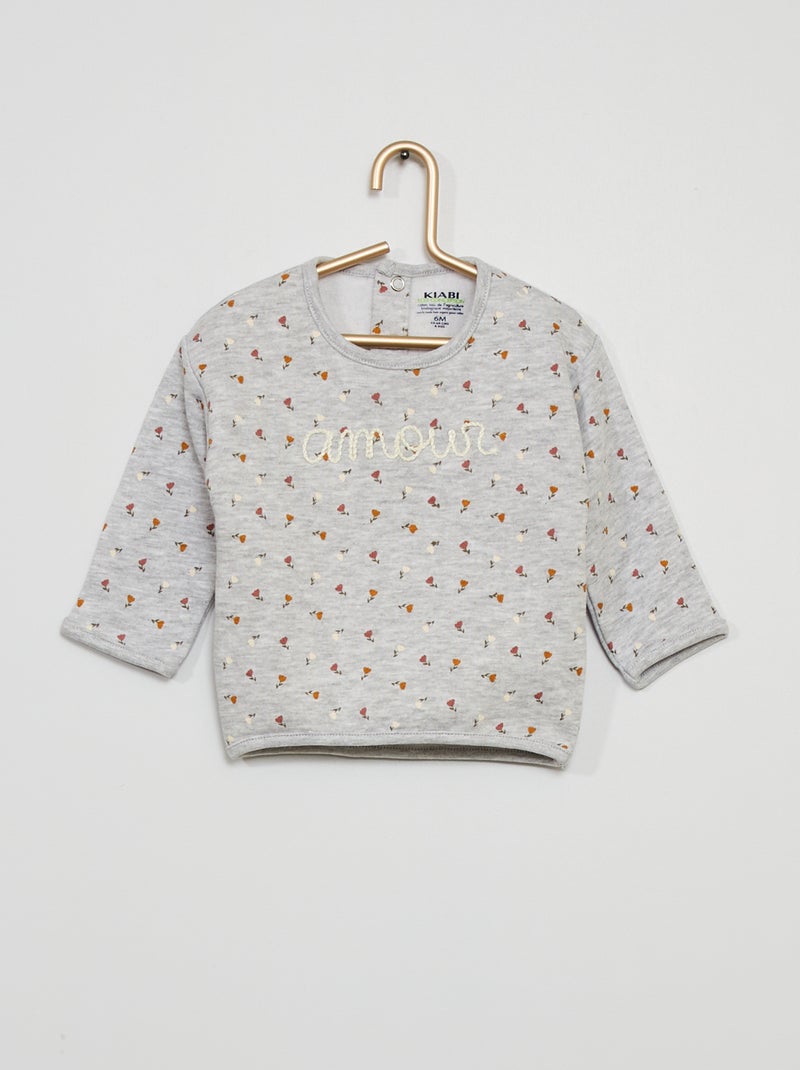 Sudadera con estampado floral GRIS - Kiabi