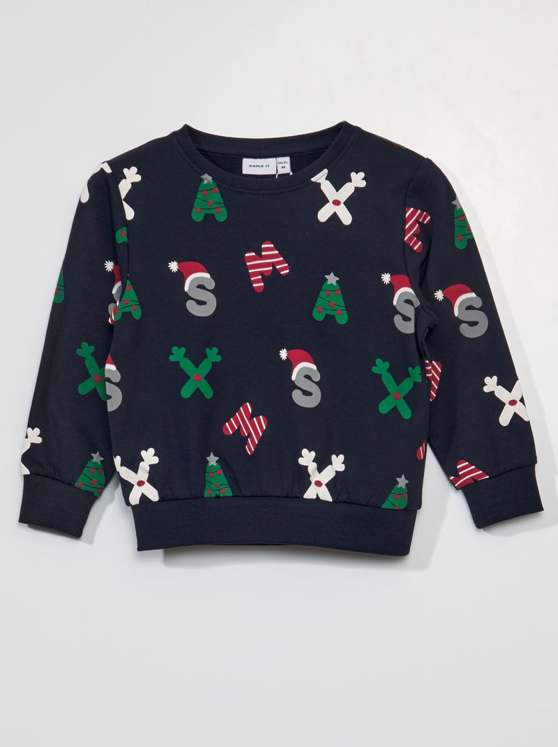 Sudadera con estampado navideño AZUL - Kiabi