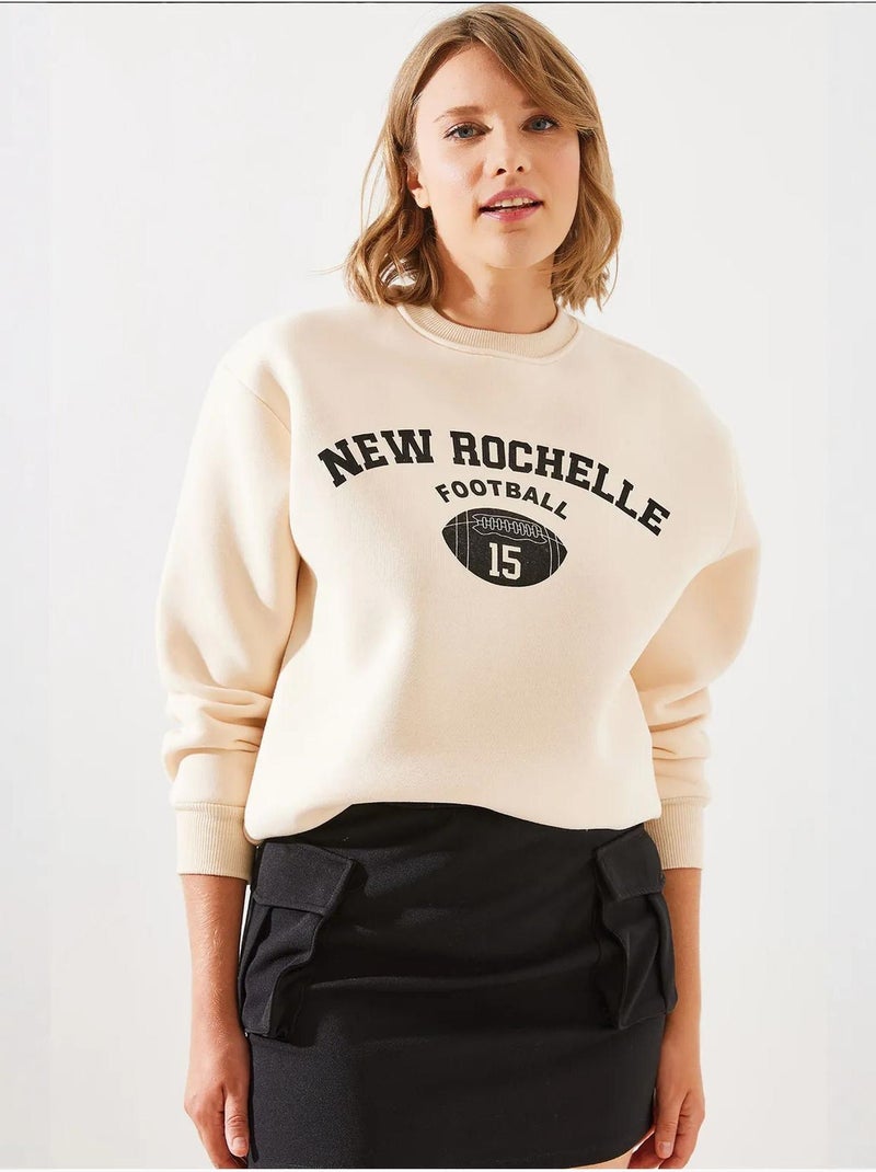 Sudadera con estampado rochelle de polar de triple hilo mbhs lucci Beige arcilla - Kiabi