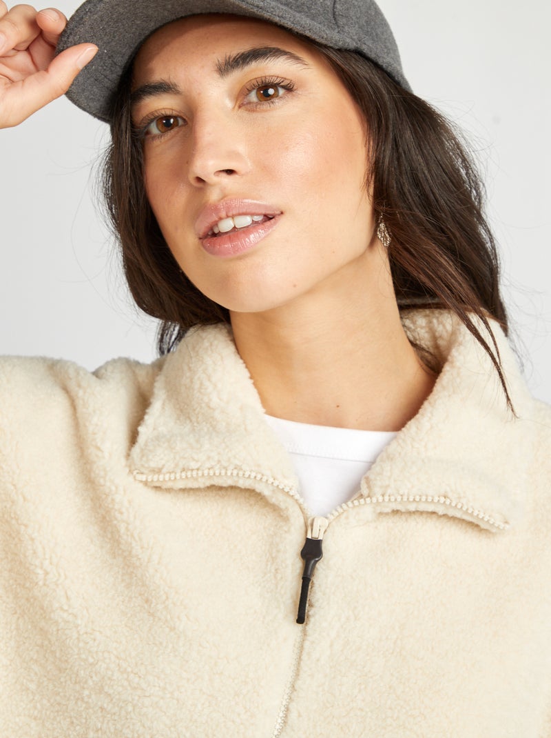 Sudadera con forro de borreguito sintético beige - Kiabi