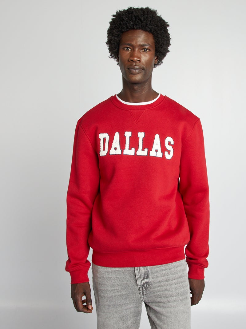 Sudadera con inscripción de punto de rizo ROJO - Kiabi