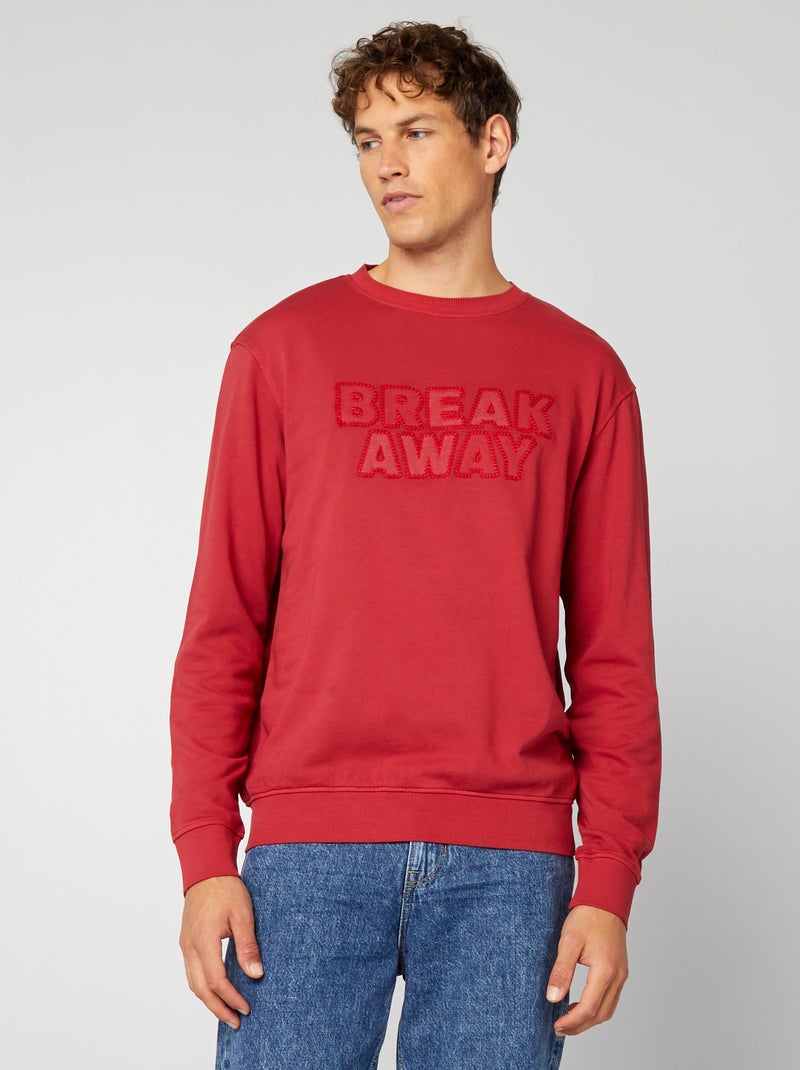 Sudadera con inscripciones bordadas ROJO - Kiabi
