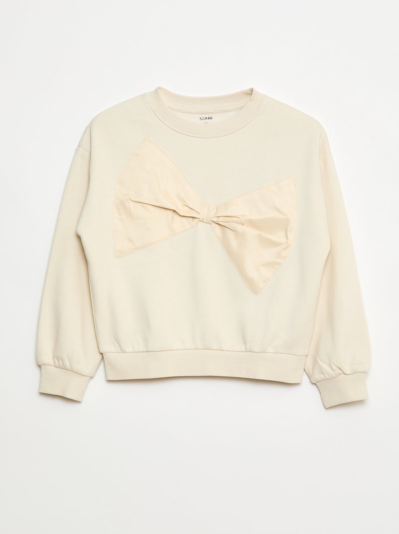 Sudadera con lazo de raso Blanco - Kiabi