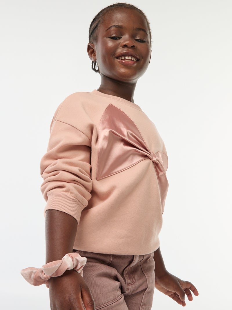 Sudadera con lazo de raso rosa - Kiabi