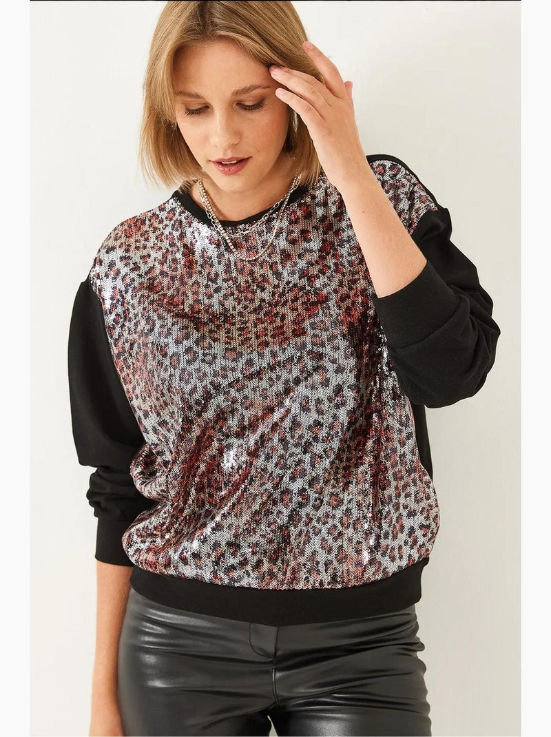 Sudadera con lentejuelas lucci Negro/Plata - Kiabi
