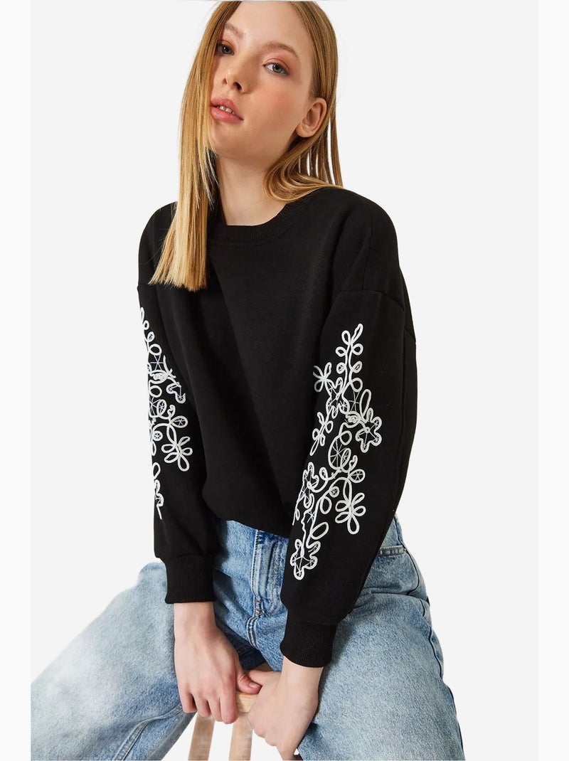 Sudadera con mangas bordadas lucci Negro - Kiabi