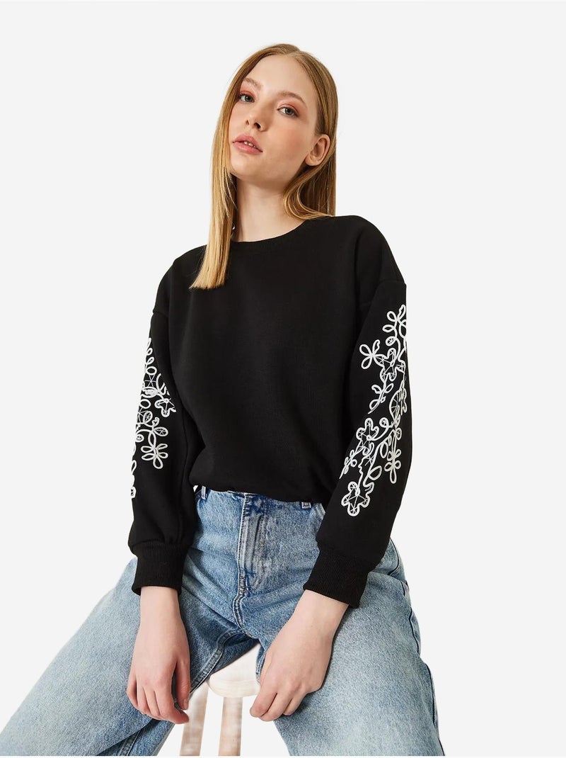 Sudadera con mangas bordadas lucci Negro - Kiabi