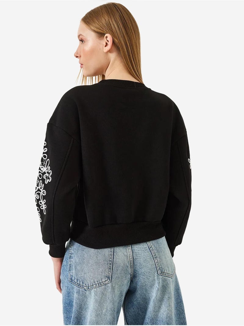 Sudadera con mangas bordadas lucci Negro - Kiabi
