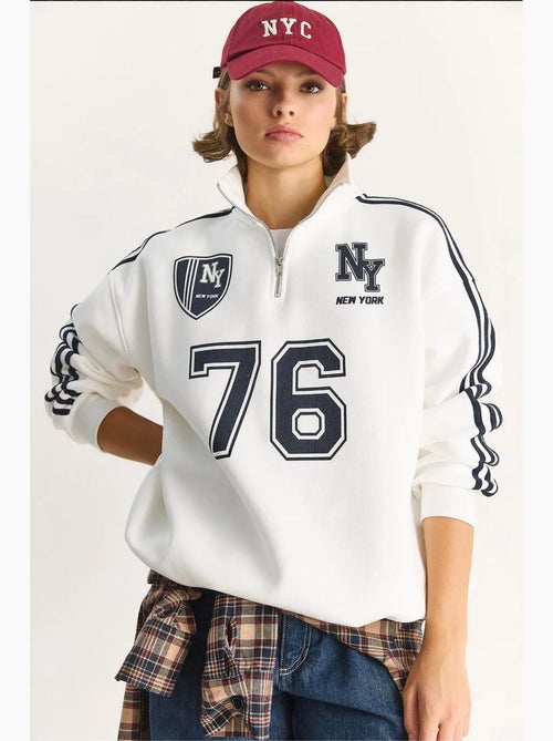 Sudadera con media cremallera y estampado de texto lucci - Kiabi