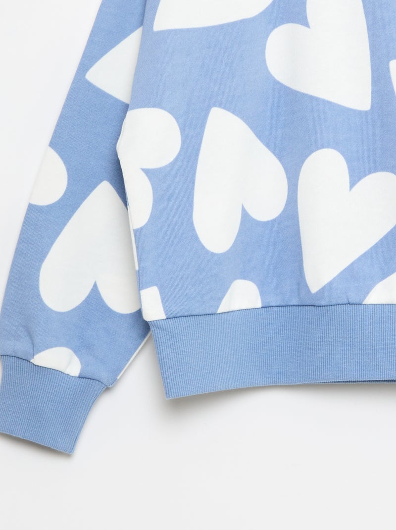 Sudadera con motivo y cuello redondo Azul - Kiabi
