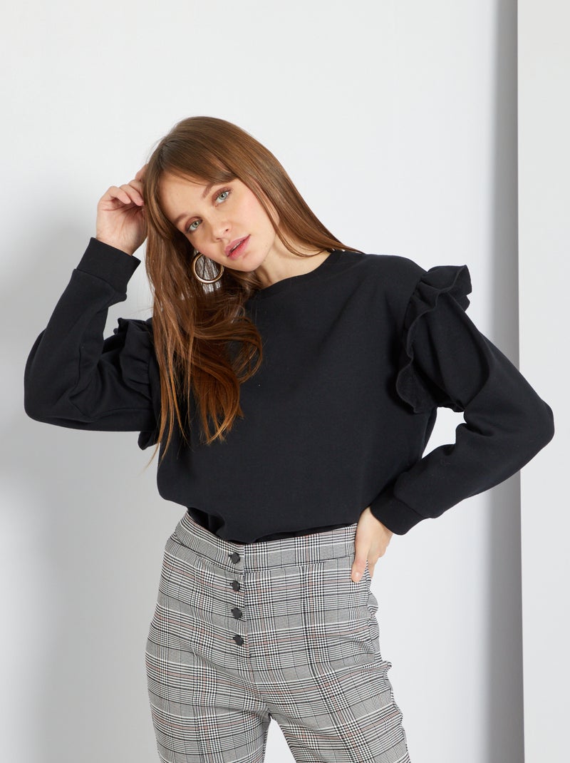 Sudadera con volantes Negro - Kiabi