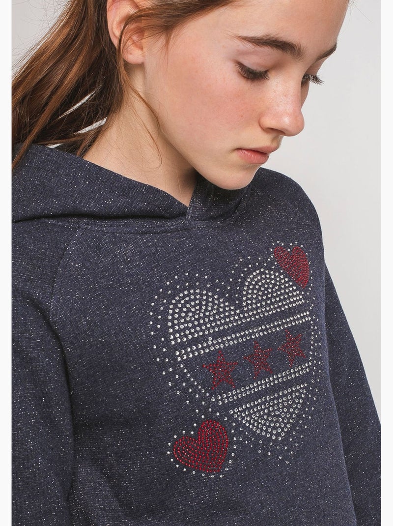 Sudadera conguitos corazones vestido Azul marino - Kiabi