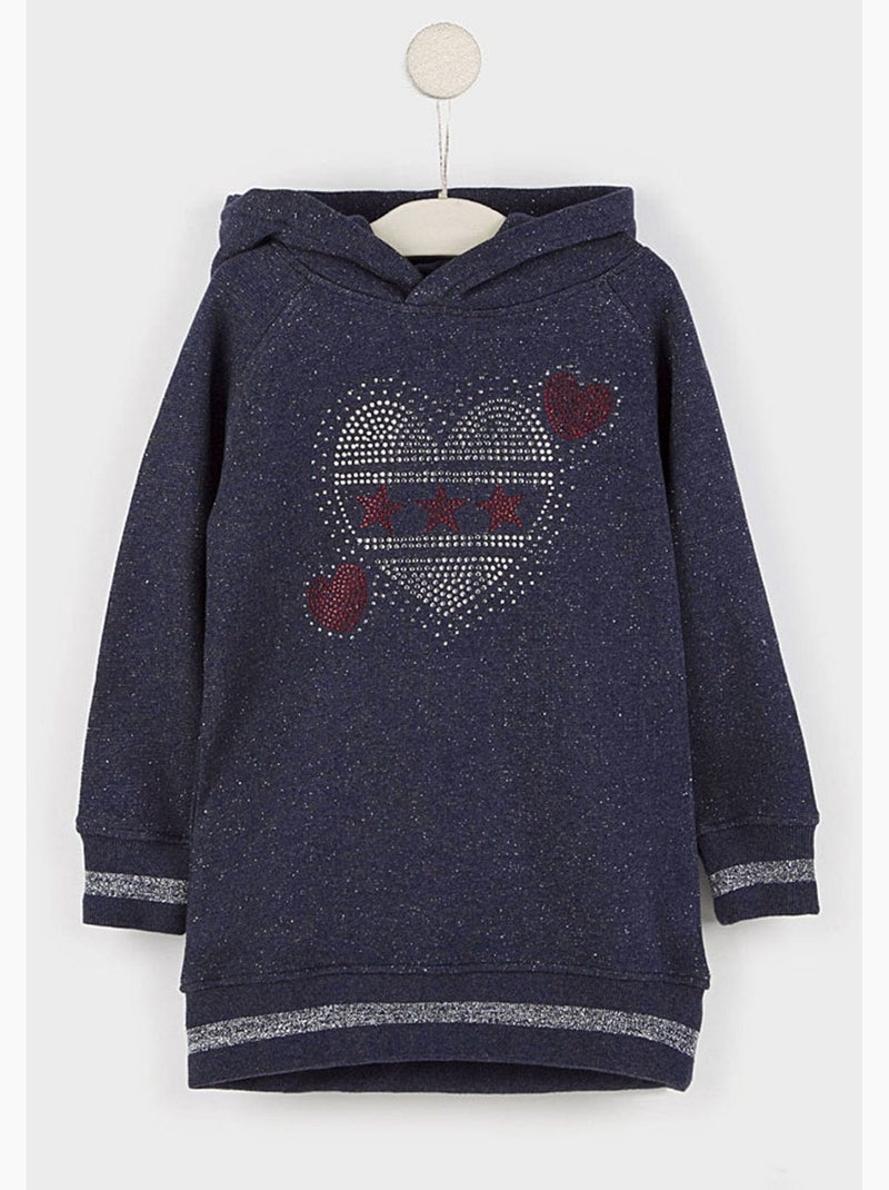 Sudadera conguitos corazones vestido Azul marino - Kiabi
