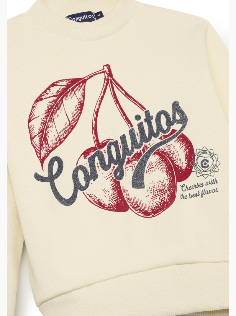 Sudadera conguitos logo cherry Beige - Kiabi